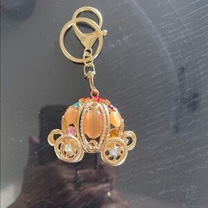 New Cinderella's Pumpkin Coach Bedazzled Carriage Keychain with CANTALOUPE Gems
